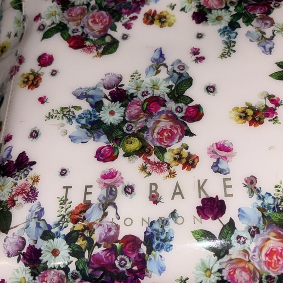 TED BAKER LONDON PINK FLORAL VINYL SMALL TOTE PRELOVED VERY NICE - Picture 5 of 12